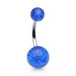Piercing do pupíku - banánek se třpytkami (modrá)