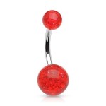 Piercing do pupíku - banánek se třpytkami (modrá)