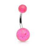 Piercing do pupíku - banánek se třpytkami (modrá)