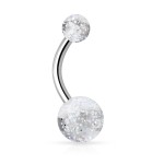 Piercing do pupíku - banánek se třpytkami (růžová)