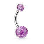 Piercing do pupíku - banánek se třpytkami (červená)