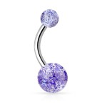 Piercing do pupíku - banánek se třpytkami (červená)
