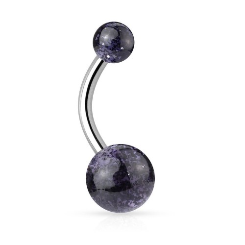 Piercing do pupíku - banánek se třpytkami (černá)