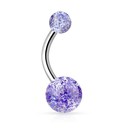 Piercing do pupíku - banánek se třpytkami (modrá)