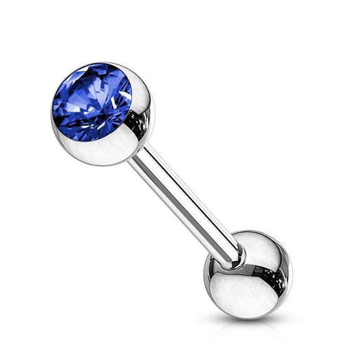 Piercing do jazyka - kamínek (tmavě modrá, 1,6 x 16 mm)