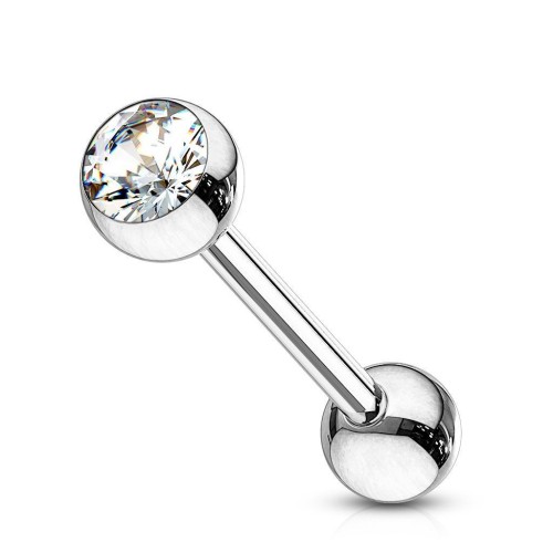 Piercing do jazyka - kamínek (čirá, 1,6 x 16 mm)