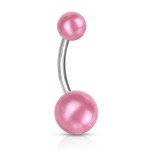 Piercing do pupíku - perličky (růžová, 1,6 x 10 mm)