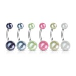 Piercing do pupíku - perličky (růžová, 1,6 x 10 mm)