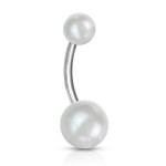Piercing do pupíku - perličky (růžová, 1,6 x 10 mm)