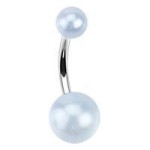 Piercing do pupíku - perličky (světle modrá, 1,6 x 10 mm)