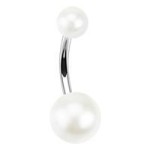 Piercing do pupíku - perličky (černá, 1,6 x 10 mm)