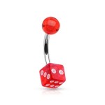 Piercing do pupíku - hrací kostka (růžová)