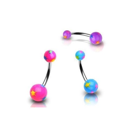 Piercing do pupíku s hvězdičkami (fialová)