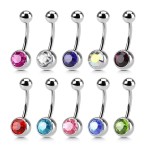 Piercing do pupíku - banánek (tmavě růžová)