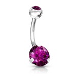 Piercing do pupíku - banánek se zirkony (zelená, 1,6 x 10 mm)
