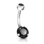 Piercing do pupíku - banánek se zirkony (zelená, 1,6 x 10 mm)