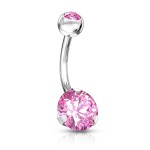 Piercing do pupíku - banánek se zirkony (zelená, 1,6 x 10 mm)