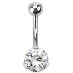 Piercing do pupíku - banánek se zirkony (červená, 1,6 x 10 mm)