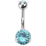 Piercing do pupíku - banánek se zirkony (červená, 1,6 x 10 mm)