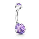 Piercing do pupíku - banánek se zirkony (červená, 1,6 x 10 mm)