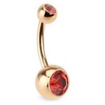 Zlacený piercing do pupíku - banánek (fialová)