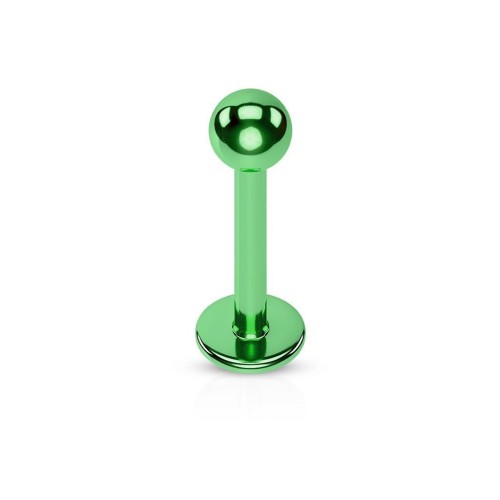 Piercing do brady - labreta (zelená, 1,2 x 10 x 3 mm)