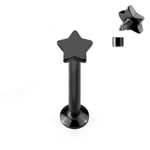 Piercing do brady - labreta černá (1,2 x 8 mm)