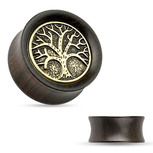 Dřevěný plug do ucha Strom života (22 mm)