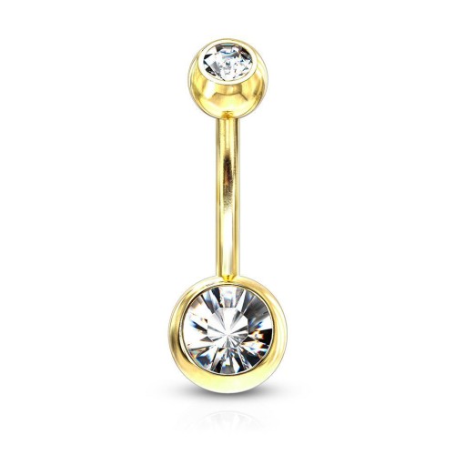 Pozlacený piercing do pupíku - banánek (čirá)