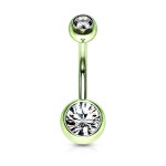 Piercing do pupíku - banánek (čirá/tmavě zelená)
