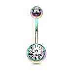 Piercing do pupíku - banánek (čirá/tmavě zelená)