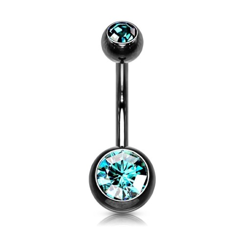 Piercing do pupíku banánek (černý/tyrkysové, 1,6 x 10 mm)