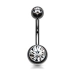 Piercing do pupíku banánek (černý/tyrkysové, 1,6 x 10 mm)