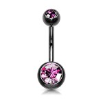 Piercing do pupíku banánek (černý/tyrkysové, 1,6 x 10 mm)