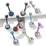 Piercing do pupíku banánek (černý/tyrkysové, 1,6 x 10 mm)
