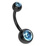 Piercing do pupíku banánek (černý/čiré, 1,6 x 10 mm)