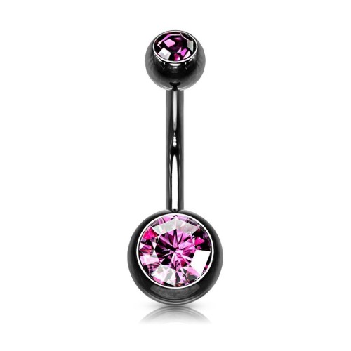 Piercing do pupíku banánek (černá/růžová, 1,6 x 10 mm)