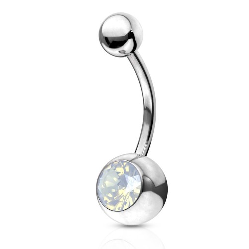 Piercing do pupíku - banánek (bílá, 1,6 x 10 mm)