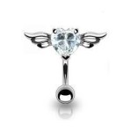 Piercing do pupíku - okřídlené srdce (červená)