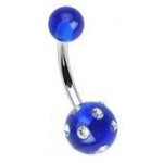 Piercing do pupíku - banánek zdobený zirkony (černý/červené)