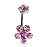 Piercing do pupíku - kytičky (modrá)