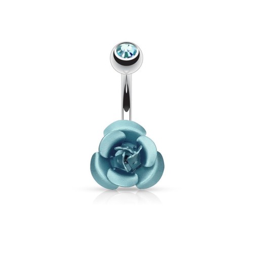 Piercing do pupíku - růžička (tyrkysová)