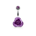 Piercing do pupíku - růžička (fialová)