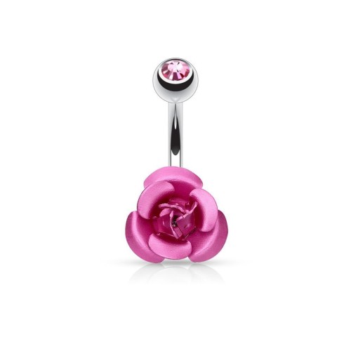 Piercing do pupíku - růžička (růžová)