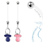 Těhotenský piercing do pupíku - dudlík (modrá, 1,6 x 25 mm)