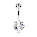 Piercing do pupíku - čtvercový kamínek (fialová)