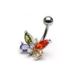 Piercing do pupíku - motýlek (barevné)