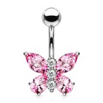 Piercing do pupíku - motýlek (barevné)