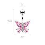 Piercing do pupíku - motýlek (barevné)