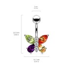 Piercing do pupíku - motýlek (barevné)
